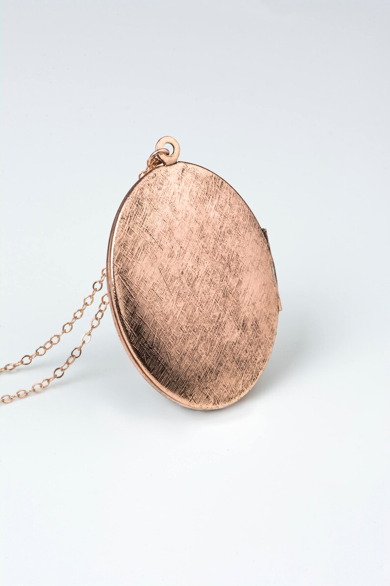 Oval Rose Gold Locket Necklace Antiqued Rose Gold Large Etsy