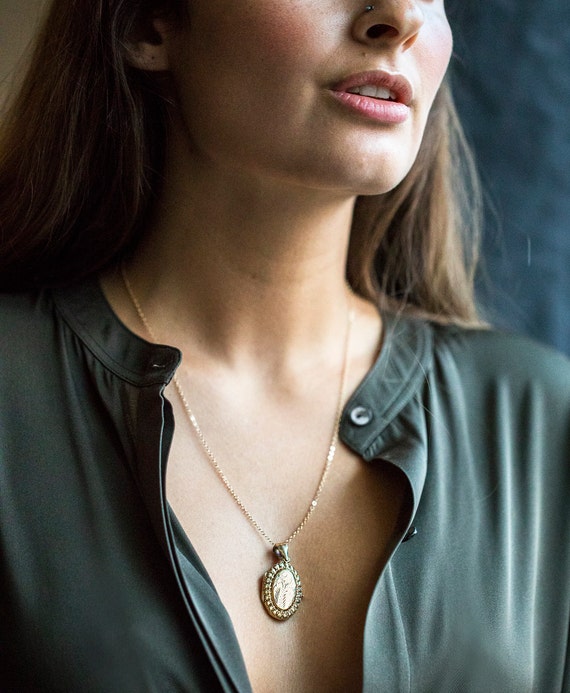 Vintage Reversible Gold Filled Locket Necklace, L… - image 5