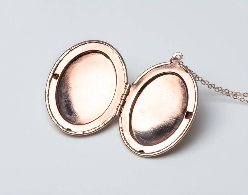 LARGE Floral Design Rose Locket Necklace Oval Big Picture Etsy