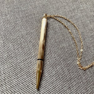 Vintage Chevron Pencil Necklace, Antique Gold Pencil Pendant Necklace, Pencil Jewelry, Vintage Pencil Long Necklace, Writing Necklace image 4