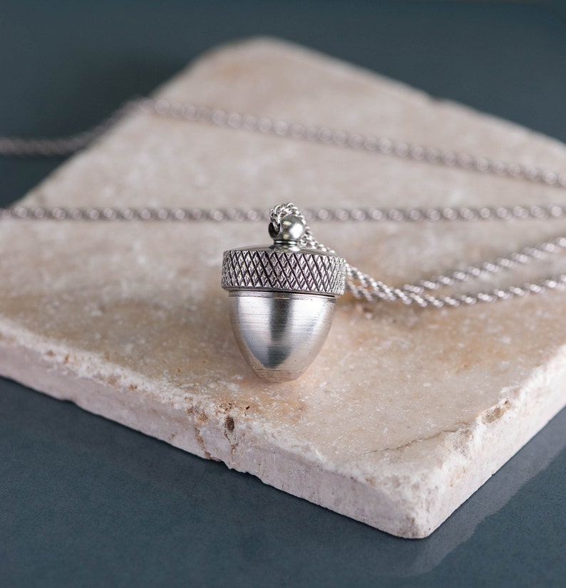 Acorn Necklace Locket For Ashes Silver Pendant Image 0