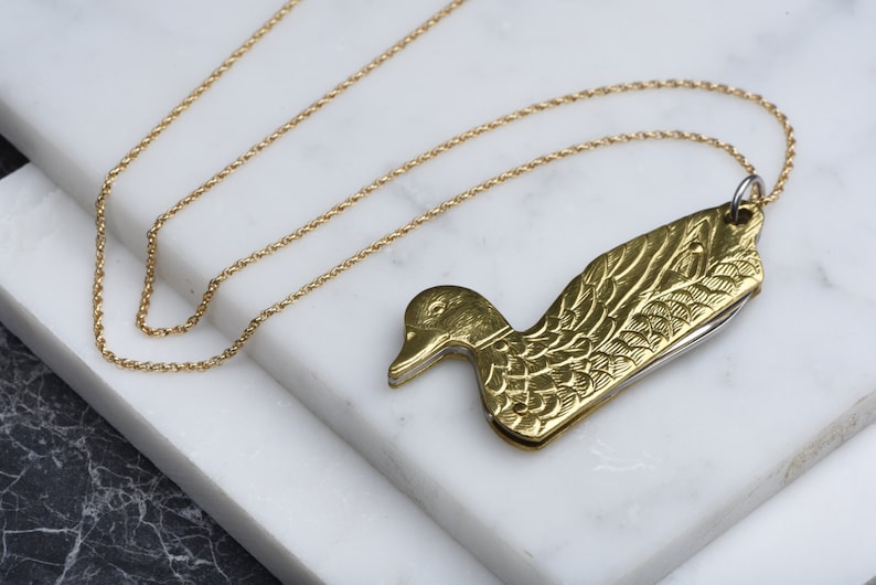 Vintage Duck Knife Necklace, Duck Pocket Knife Jewelry, Father's Day Gift, Men's Pendant, Knife Jewelry, Unisex Necklace, Men's Jewelery image 1