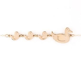 Collar familiar de patos, colgante vintage de patito, joyería para el Día de la Madre, joyería dorada de patitos Avon, regalo para el Día de la Madre, mamá y bebé, ánade real