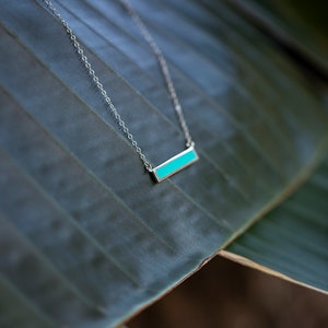 High Quality Turquoise Bar Necklace, Necklace for Mom, Inlay Bar Stone Necklace, Gold Minimalist Necklace, Turquoise Necklace Bar Pendant image 8
