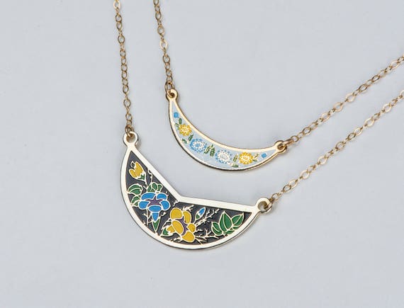 Vintage Modern Boho Bib Necklace Set, Short Neckl… - image 2