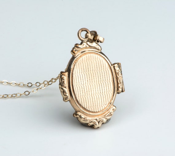 Unique Victorian Gold Filled Oval Locket with Cir… - image 3