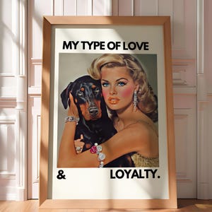 Woman & Dog Print, Vintage Wall Art, Old Hollywood Aesthetic, Retro Home Decor, 1950s Fashion Poster, Dog Lover Gift