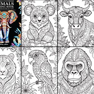 Majestically Patterned Animals Coloring Book | Digital Download, Printable Art Therapy for All Ages, Relaxing Activities, 50 Unique Pages