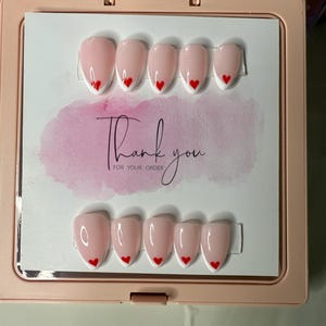 Almond French tip with Hearts