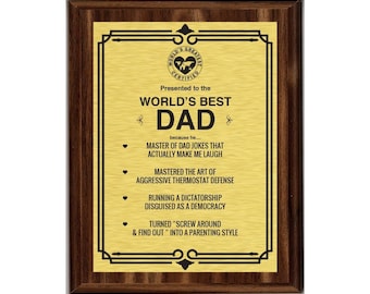 Engraving Worlds Greatest Plaques (Best Dad in The World, Gold)