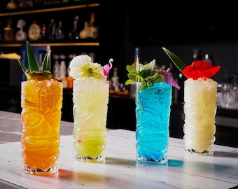 Vasos Tiki transparentes, juego de 4 o 6 unidades - 450 ml