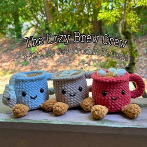 Cozy Brew Crew Häkelanleitung 3-in-1 Keine Mug Buddies nähen (PDF Download)