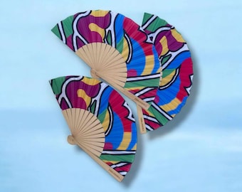 Eventail bois artisanal – accessoire festival écoresponsable, éventail pliable coton bio, mini fan été, cadeau original eco friendly