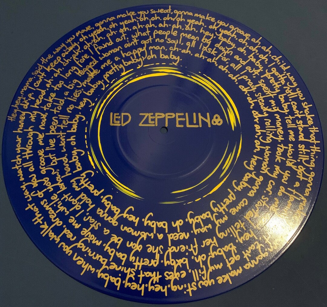 Led Zeppelin Black Dog Hand Painted Lyrics Painting on Vinyl Record Etsy