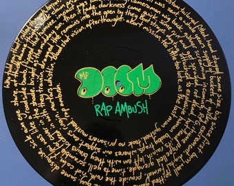 MF DOOM - Rap Ambush letras pintadas a mano en disco de vinilo