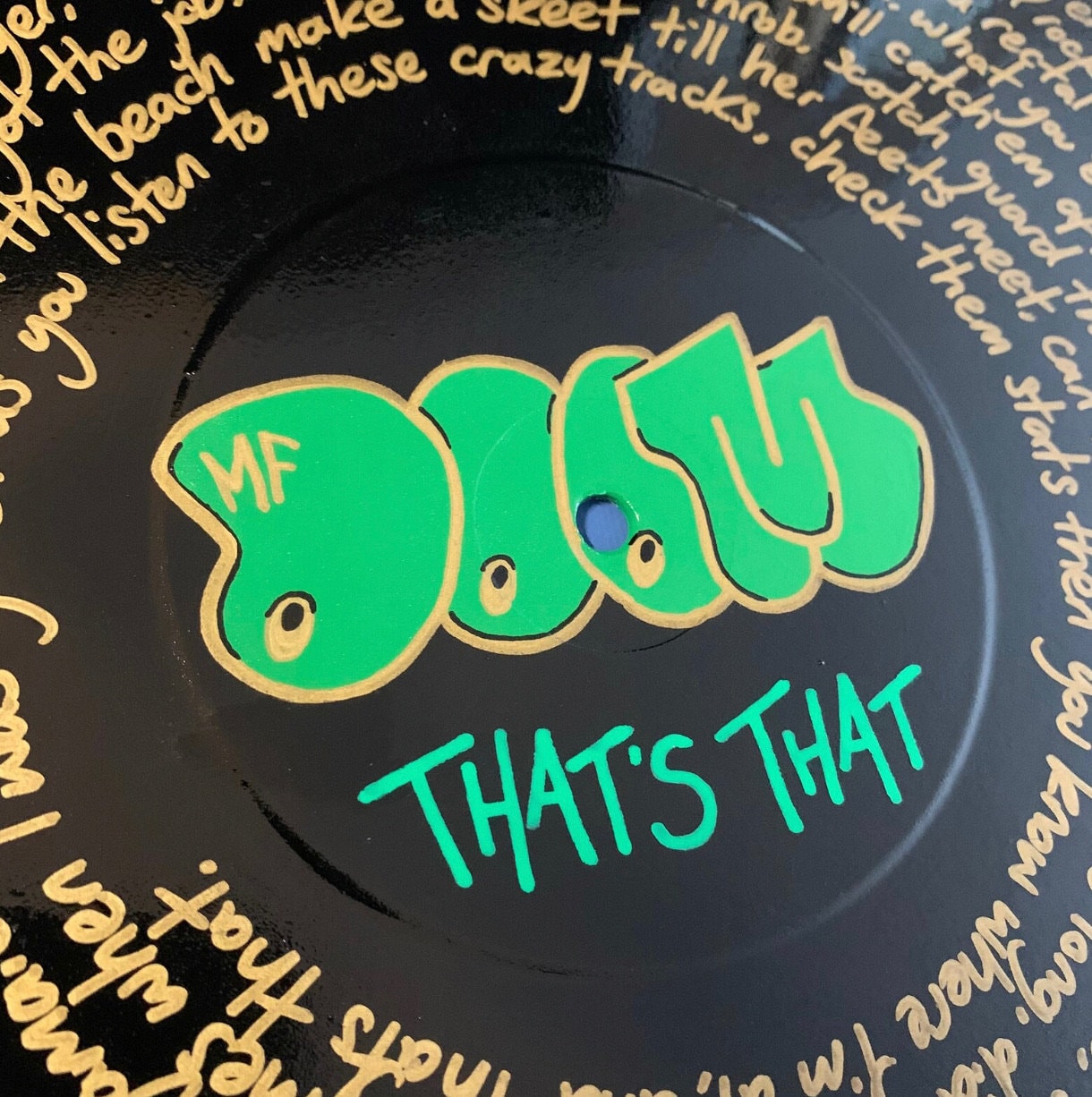 MF DOOM Thats That Hand Painted Lyrics Painting on Vinyl Record Etsy(09)