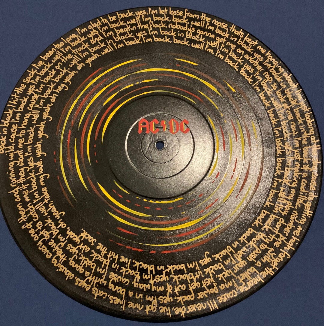 AC/DC Back in Black Hand Painted Lyrics Painting on Vinyl - Etsy
