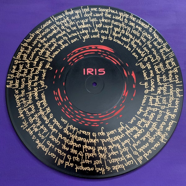 Goo Goo Dolls - Iris hand painted lyrics painting on vinyl record