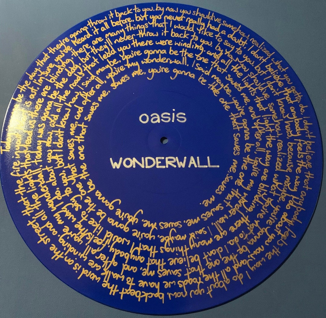 Oasis Wonderwall Hand Painted Lyrics Painting on Vinyl - Etsy