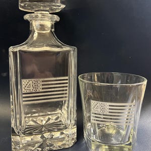 Donald Trump 45/47 Whiskey Decanter and Rocks Glass Set