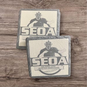 Posavasos de pizarra personalizados: juego de 4, grabados con su logotipo, personalizados