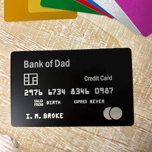Bank of Dad Karte - Knebelgeschenk, Vatertagsgeschenk - Gefälschte Kreditkarte, Laser gravierte Karte