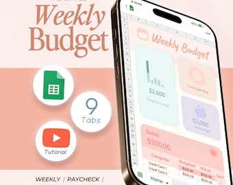 Weekly Budget Spreadsheet Paycheck Monthly Budget Debt Tracker Financial Planner Google Sheets Bill Calendar Savings Tracker Template