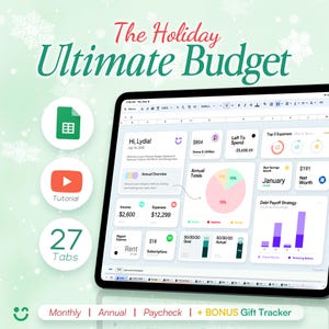 Modèle de planificateur financier ultime pour les fêtes, pour des cadeaux de Noël abordables pour la famille Modèle de budget personnel mensuel
