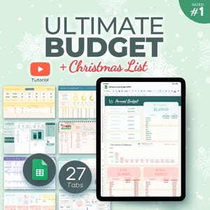 Feuille de calcul budgétaire pour un cadeau de Noël Liste de courses pour cadeaux de famille Modèle Google Sheets Feuille de calcul Budget mensuel Planificateur financier