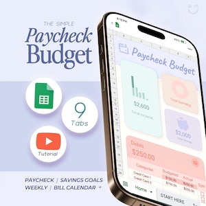 Chèque de paie, budget, feuille de calcul, suivi des factures toutes les deux semaines, objectifs d'économies, budget personnel, feuilles de calcul, planificateur financier, modèle de budget hebdomadaire