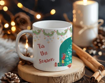 Taza de café con forma de árbol de Navidad / Taza de cerámica navideña