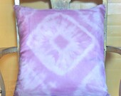 Silk Pillow Cover, Cushion Cover, Shibori Patterned, Handmade Dyed With Natural Dye, Red Cabbage, Purple Pink