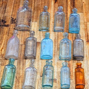 Antique Apothecary Glass Bottles - Vintage Home Decor