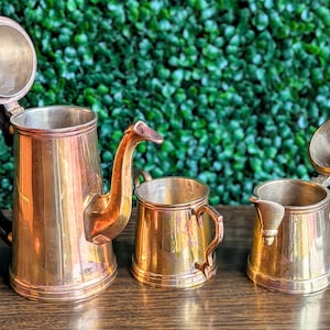 Set da tè e caffè vintage - Teiera e caffettiera in rame anni '60, decorazione per la cucina.