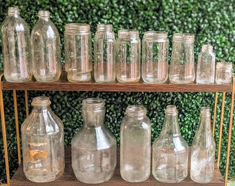 Barattoli e bottiglie vintage in vetro trasparente - Arredamento in stile rustico e country anni '70