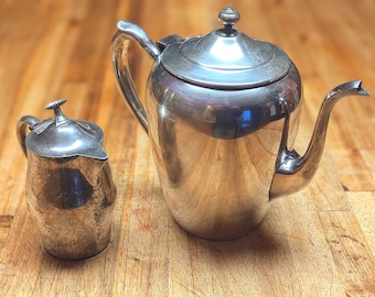 Vintage Silberplatten Teekanne und Milchkännchen Set - 1950er Jahre Kaffee- und Teekaraffe Dekor