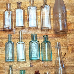 Antique Apothecary Glass Bottles - Vintage Home Decor