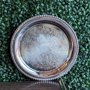 Ornate Silver Plated Vanity Tray: Vintage Home Decor Trinket Dish