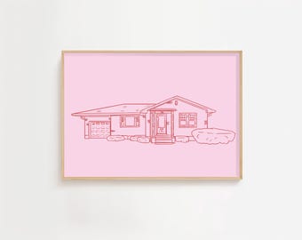 Illustrazione personalizzata della casa, stampa digitale della casa, ritratto personalizzato della casa, arte della casa, schizzo della casa, regalo di inaugurazione della casa, stampa disegnata a mano