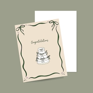 Cartão de casamento, download digital, cartão caprichoso de bolo de casamento, cartão de casamento desenhado à mão, cartão de felicitações