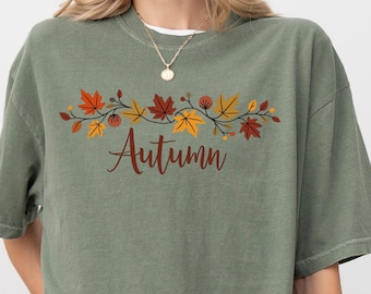 Comfort Colors Autumn Shirt, Fall Leaves Tee, Cute Fall Shirt, Autumn Lover Tee, Cozy Season Shirt, Fall Graphic Tee, Thanksgiving Gift