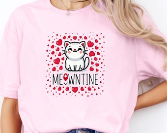 Valentine Cat T-Shirt: Kawaii Kitty 'Meowntine' Graphic