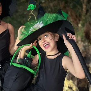 Glamorous Emerald Green Taffeta Witches Hat 12\