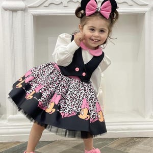Pink Minnie Mouse Dress for Toddlers - Adorable Minnie Mouse Costume for Girls, Perfect Birthday Dress, Ideal for Baby Minnie Fans,