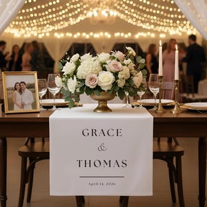Wedding Table Runner, Personalized Couples Name Fabric Banner, Sweetheart Table Decor, Reception Sign