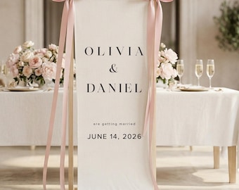 Bridal Shower Welcome Sign, Linen Wedding Banner, Romantic Fabric Decor