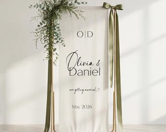 Personalized Linen-Look Fabric Wedding Welcome Sign