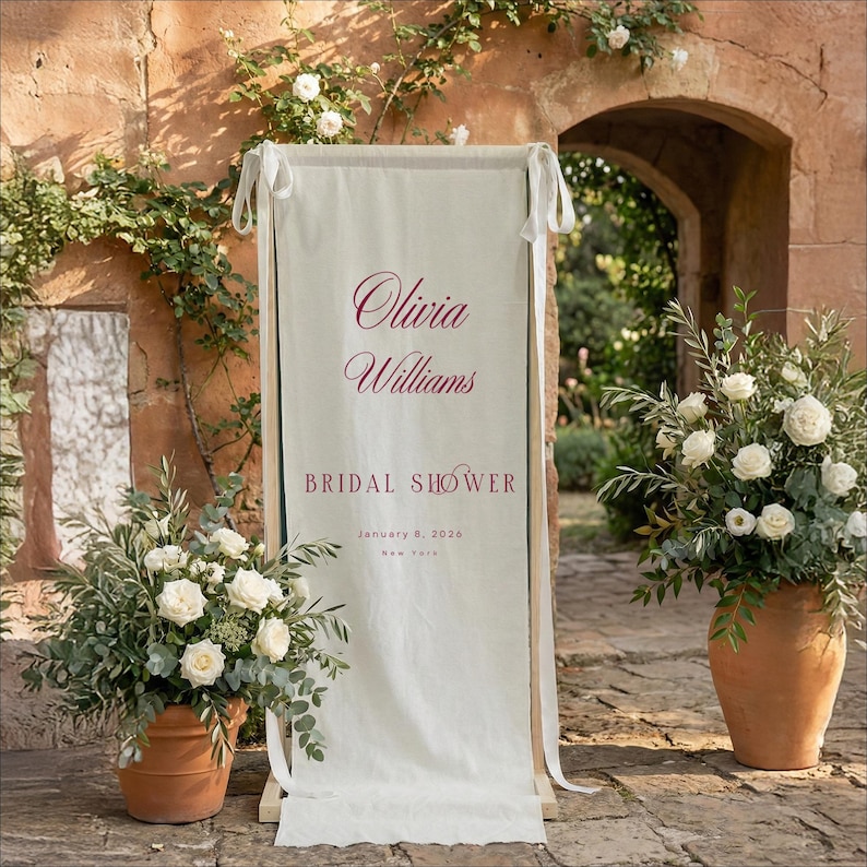 Bachelorette Party Linen Banner, Bach Weekend Sign, Personalized Fabric Banner, Bridal Shower Decor 画像 10