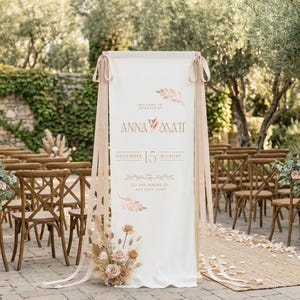 Personalized Linen-Look Fabric Wedding Welcome Sign image 5