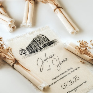 Frayed Edges Linen Invitations, Unique Wedding Invitations, Custom Wedding Invitations, Linen Invitation, Personalized Linen Invitations